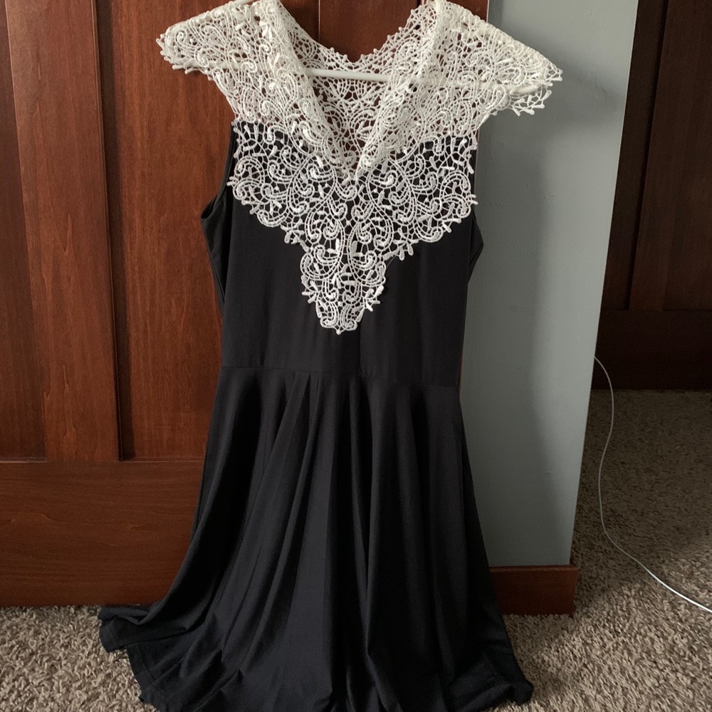 Black and white lace dress